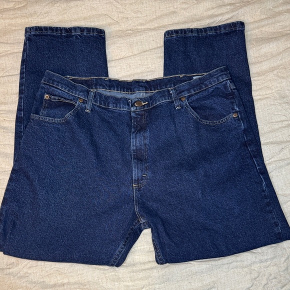 Wrangler Other - Wrangler Blue Relaxed Fit Jeans with Gold Stitching